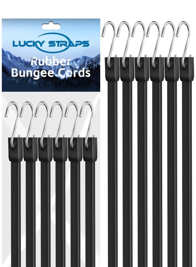 LuckyStraps 36 Inch Rubber Bungee Cords Heavy Duty Outdoor, Black Bungee Straps with Upgraded Hooks, Weatherproof Tarp Straps with 1.9X Max Stretch & 100% Rubber for Cargo, Van, Truck, Motorcycle, etc (10 Pcs) - Image 1